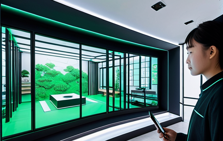 공간디자이너 연봉 협상 팁 - **Prompt:** A highly skilled spatial designer, either male or female, working in a futuristic, intel...