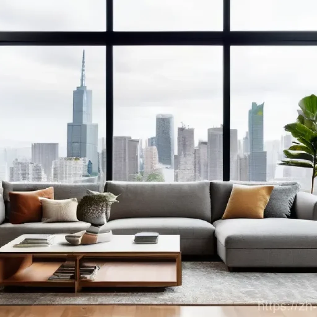 공간디자이너의 자기소개서 작성법 - **Prompt: A modern, minimalist yet warm living room designed by a visionary architect, seamlessly bl...