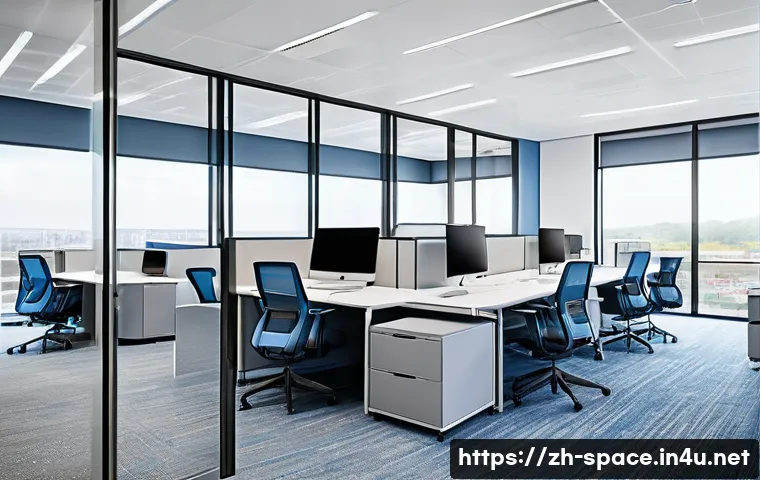 공간디자이너가 참여한 유명 프로젝트 - A modern commercial office interior showcasing an open-plan flexible workspace with modular furnitur...