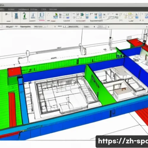 공간디자인 도면 작성 팁 - A highly detailed architectural design workspace showing a large drafting table with layered bluepri...