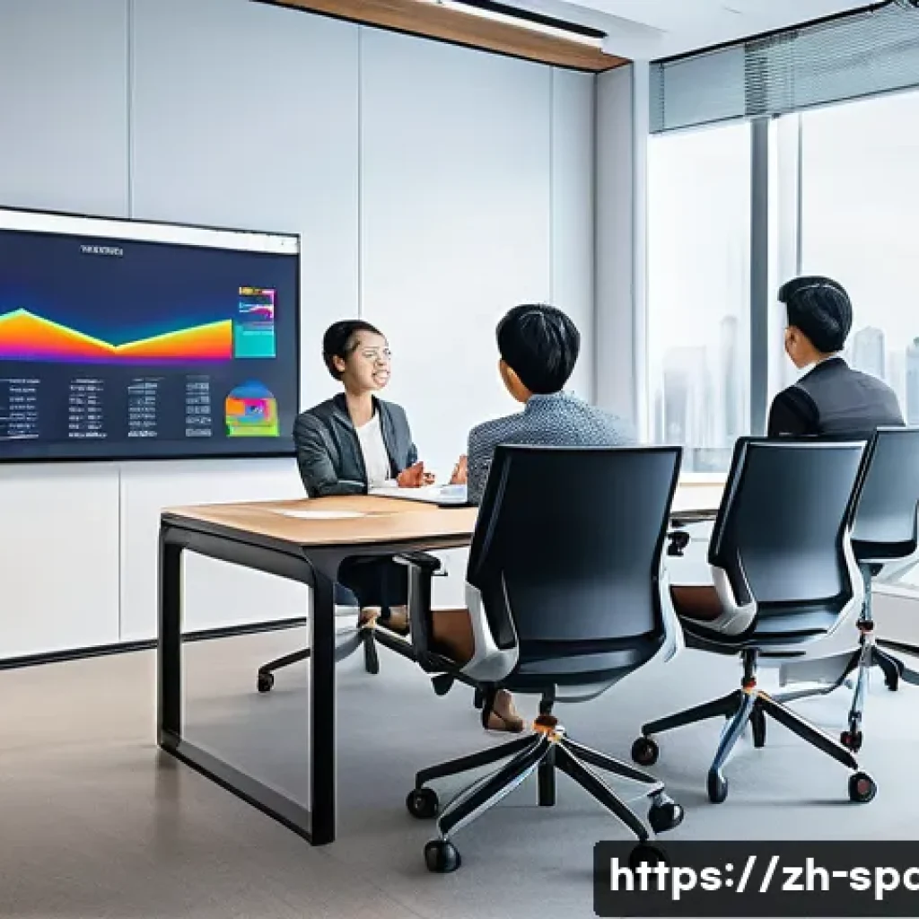 공간디자인 프로젝트 일정 관리 방법 - A modern office meeting room scene with diverse professionals (Chinese simplified style) gathered ar...