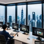공간디자인 기업의 연봉 평균 - A modern office scene showing a diverse team of junior and mid-level interior designers collaboratin...